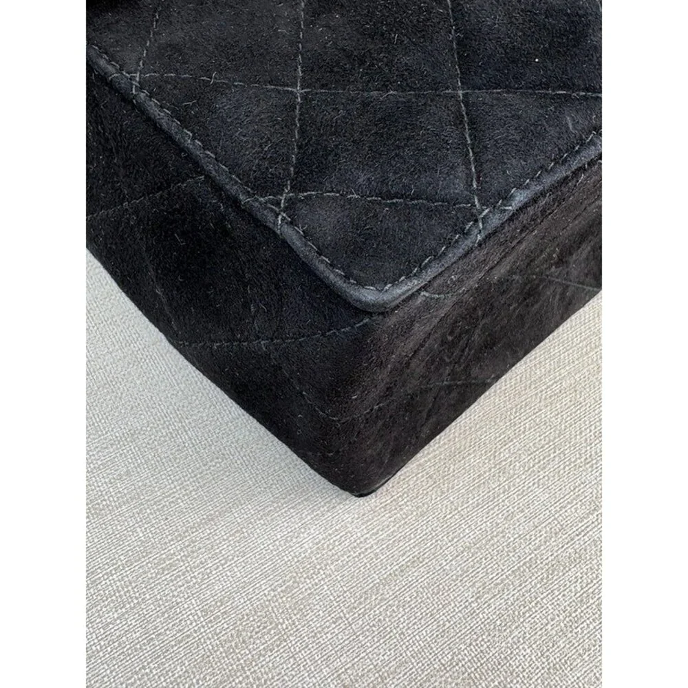 CHANEL Black Suede Vintage Vanity Shoulder Bag 24K GHW